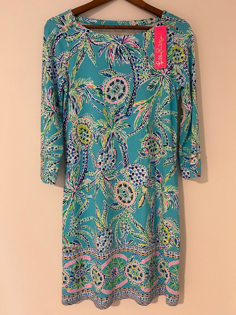 NWT Lilly Pulitzer UPF 50+ Sophie Dress Bermuda Blue Turtle Season Engineered M
